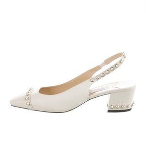 Jimmy Choo Leather Beaded Accents Slingback Pumps IT40.5 / US 10